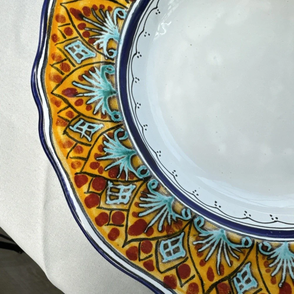 Vintage signed Famulari Stefano‎ hand painted Sicily Italy 9.5 in plate bowl set